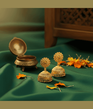LUV FASHION Gold Jhumki Earrings ( Pack of 1 )