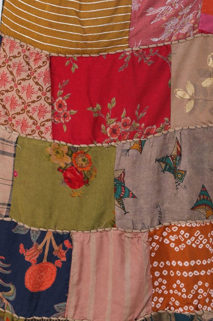 Woodsmoke Printed Long Boho Wrap-On Long Skirt from Gujarat with Patch Work view 4