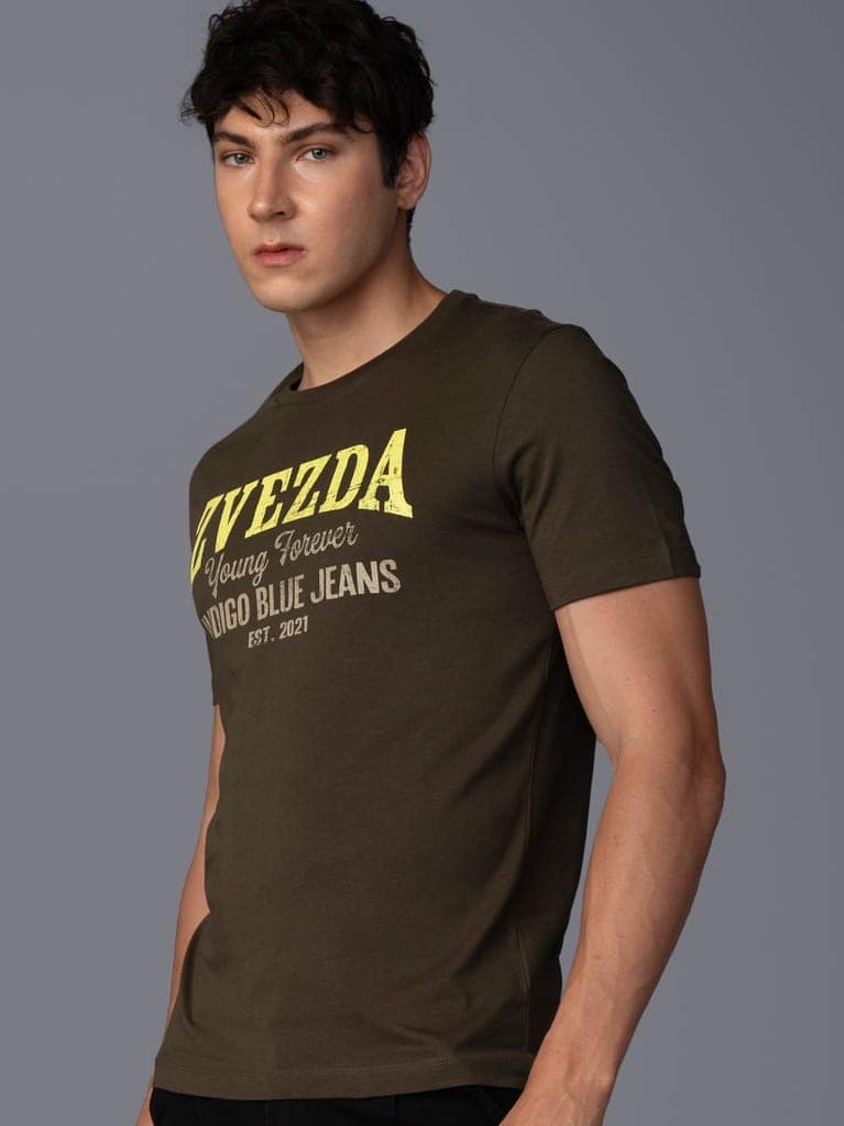 Men’s Branded 100% Cotton Jersey T-Shirt Dark Green view 3
