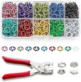 200 Sets Metal Snap Buttons with Fastener Pliers Press Tool Kit, 10 Colors Hollow Sewing Snaps for Fabric,Prong Snap Button Kits for DIY Crafting Clothing Sewing (9.5mm / 800 PCS)