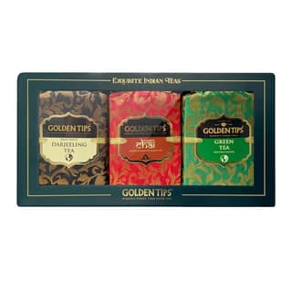 Golden Tips 3-in-1 Handmade Paper Box Premium Darjeeling Tea, Exquisite Green Tea, Spicy Masala Chai 50 g