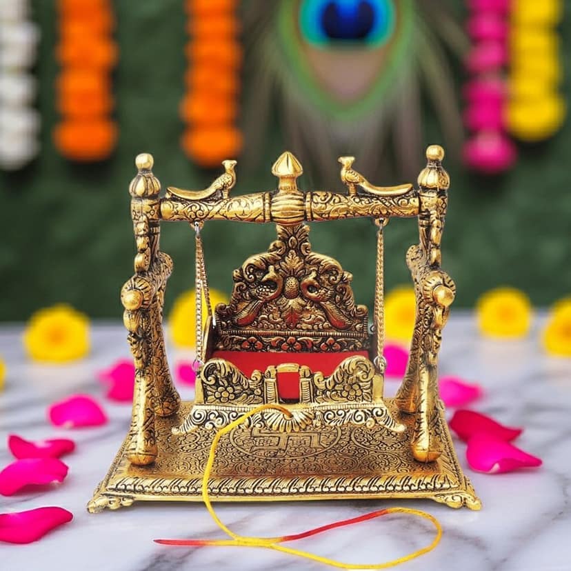 Aluminium Showpiece Jhula Gold Antique Statue (ASMAS258 A)