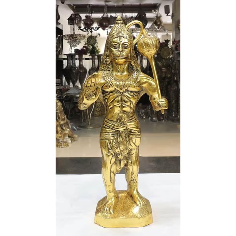 Aluminium Standing Hanuman Ji Idol ? Devotional Home Showpiece, Height : 16 Inch (ASMAS488 G) view 2