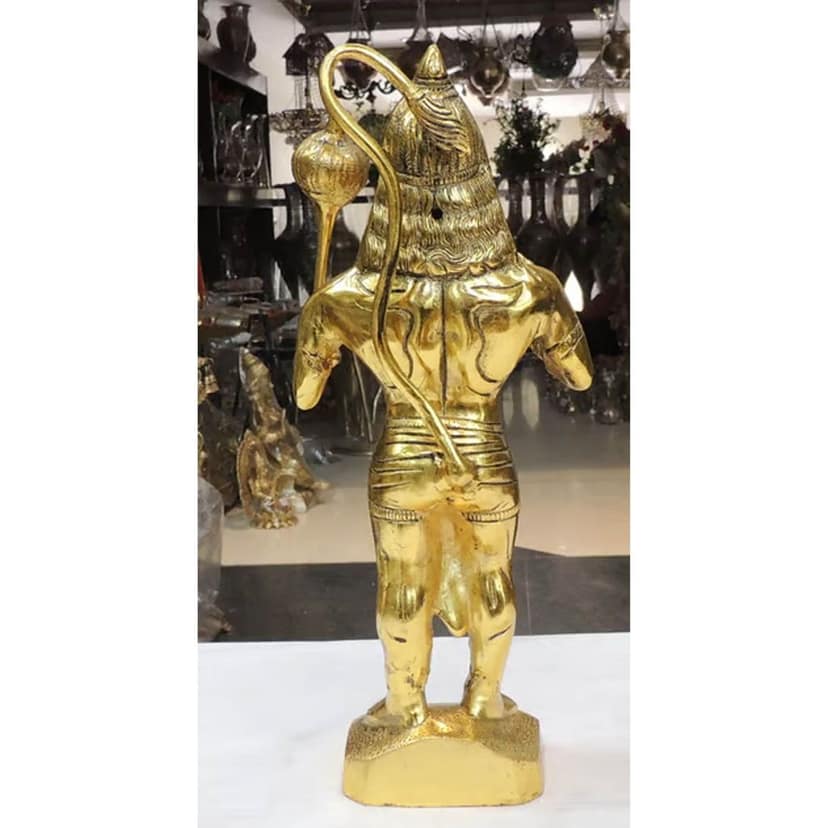 Aluminium Standing Hanuman Ji Idol ? Devotional Home Showpiece, Height : 16 Inch (ASMAS488 G) view 3