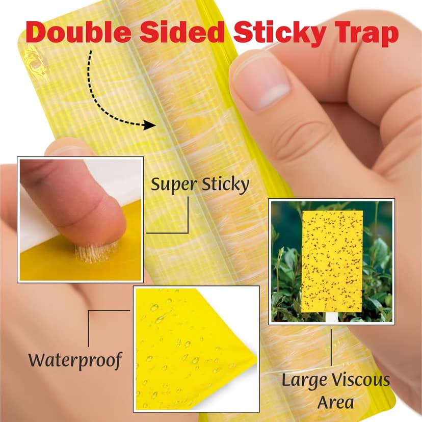 Garden Genie Yellow Sticky Trap for Insects 10 Traps (150x200mm) | Double Sided Glue Trap/Fly Trap/Insect Catcher/Sticky Pads for Flying Insects, Thrips, White Flies Etc | Suitable for Gardens & Farms view 2