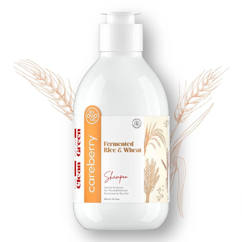 Careberry Fermented Rice Water & Wheat Volumizing Shampoo, Ayush Certified Ayurvedic, Sulphate & Paraben Free, Gluten & GMO Free, PH Balanced, 300ml view 3