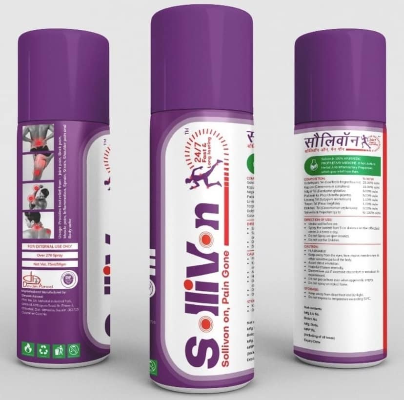 Sollivon Pain Relief Spray – 75ml x Pack of 3