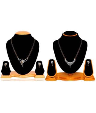 Navya Collection Gold Plated American Diamond Latest Design Mangalsutra Set Combo For Woman pack of 2