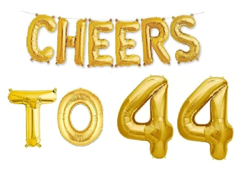 Partyzon Gold Cheers to Birthday Foil Balloon Combo Party Decoration for Anniversary Celebration 16 Inches