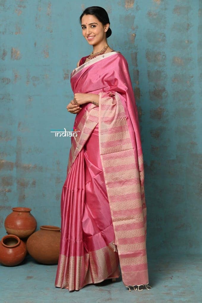 Anokhi ~ Handloom Pure Soft Silk Saree with Designer Pallu ~ Petal Pink (Limited Edition) view 2