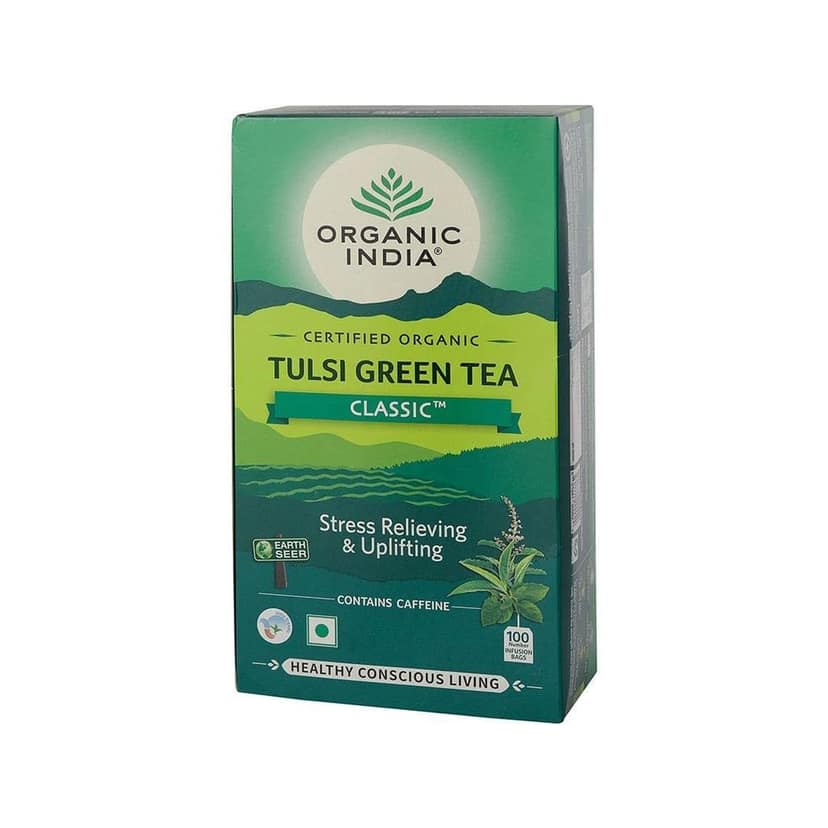 Organic India Tulsi Green Tea Classic 100 Teabags view 6