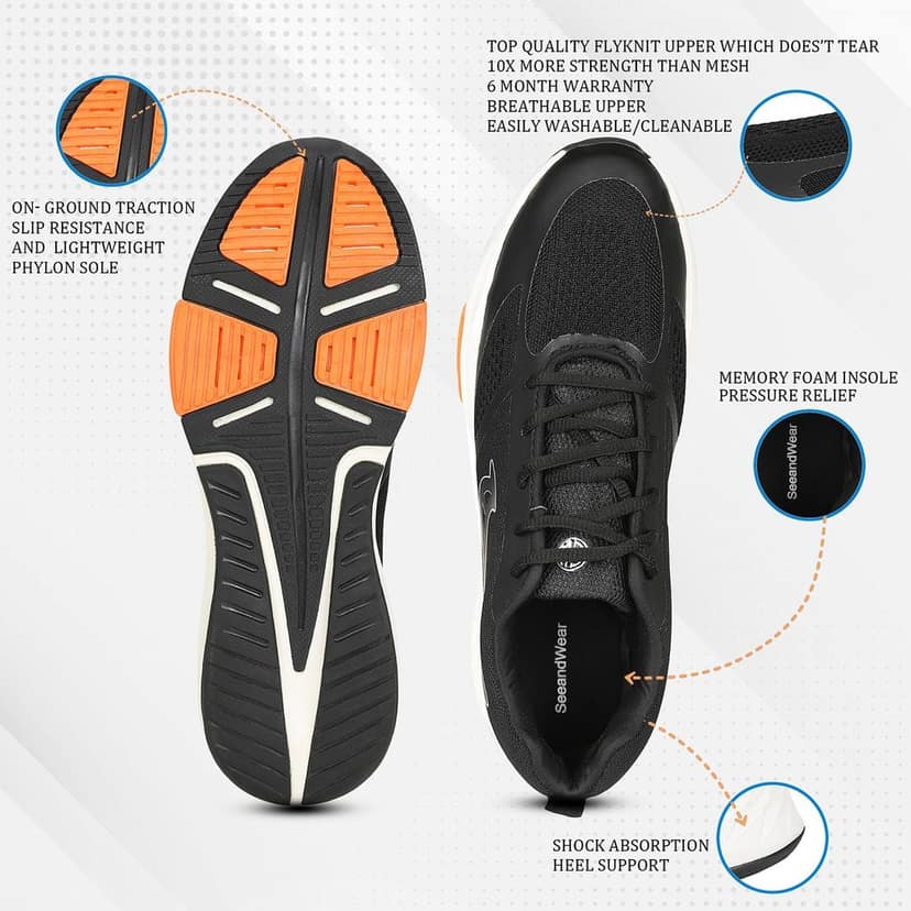 SeeandWear Velocity Sports Running Shoes For Men (Black)