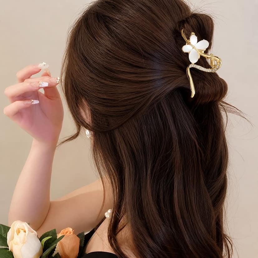 Blubby Gold Butterfly Flower Hair Claw view 2