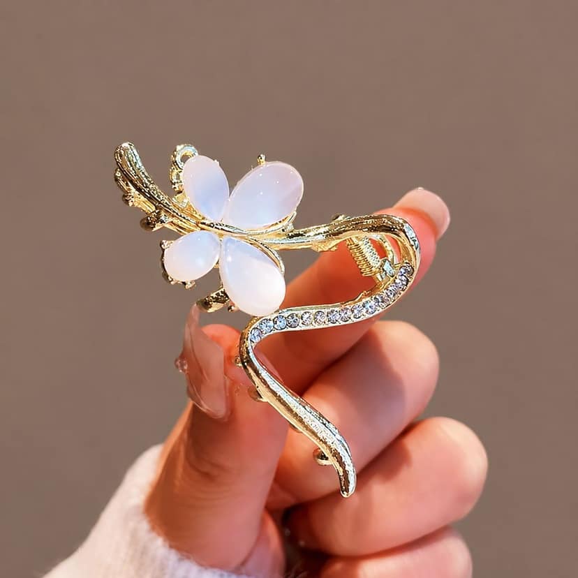 Blubby Gold Butterfly Flower Hair Claw view 3