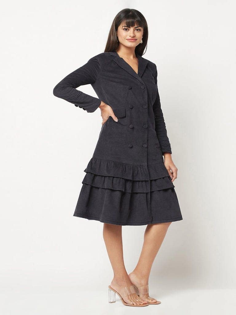 Navy Blue Corduroy Dress view 3
