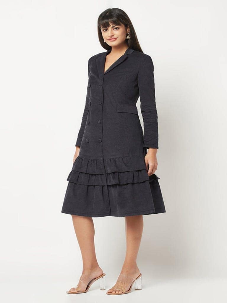 Navy Blue Corduroy Dress view 4