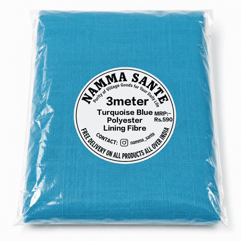Turquoise Blue Polyester Lining Fibre (Chhota Panna), Turquoise Blue Polyester Lining Fabric (Chhota Panna), Turquoise Blue Lining Fabric (Chhota Panna), Blue Green Polyester Lining Fabric (Chhota Panna), Turquoise Polyester Inner Lining (Chhota Panna) view 4