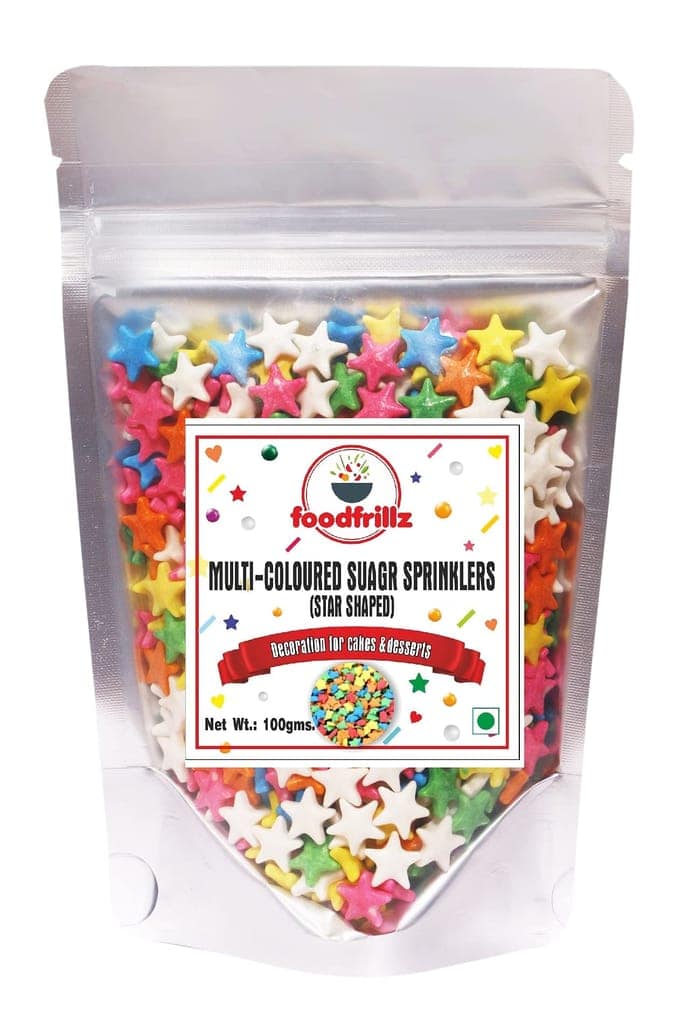 foodfrillz Edible Star Shaped Cake Sprinkles, 100 g, Sprinkles for Cake Decorations & Toppings