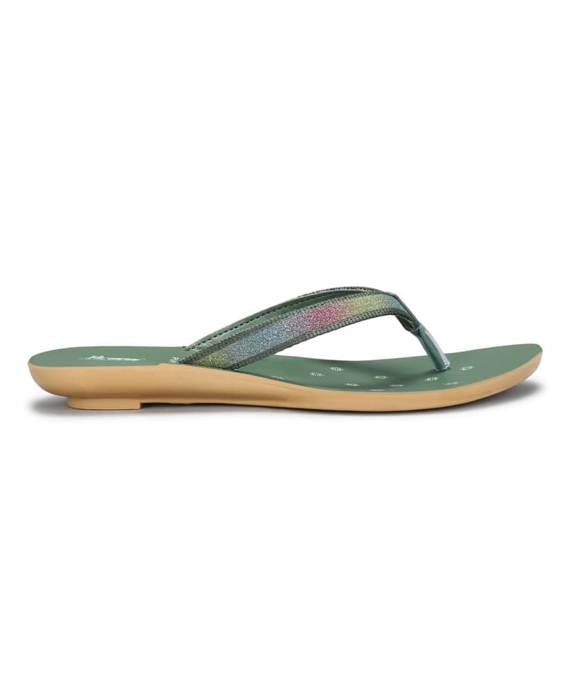Paragon Women's Slip On Flat Green Sandals | Durable Dailywear Sandals view 3