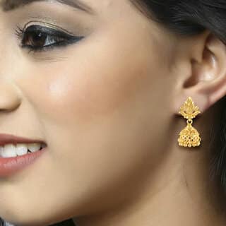 Vivastri Top Trending Alloy Gold Plated Jhumki Earrings for Women & Girls [VIVA2545ERG] view 2