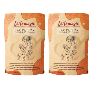 LACTOMAGIC Lactation Supplement Powder - To Boost Mother's Milk Supply With Power Of Satavari, Fenugreek, 250 gm Each - Pack of 2