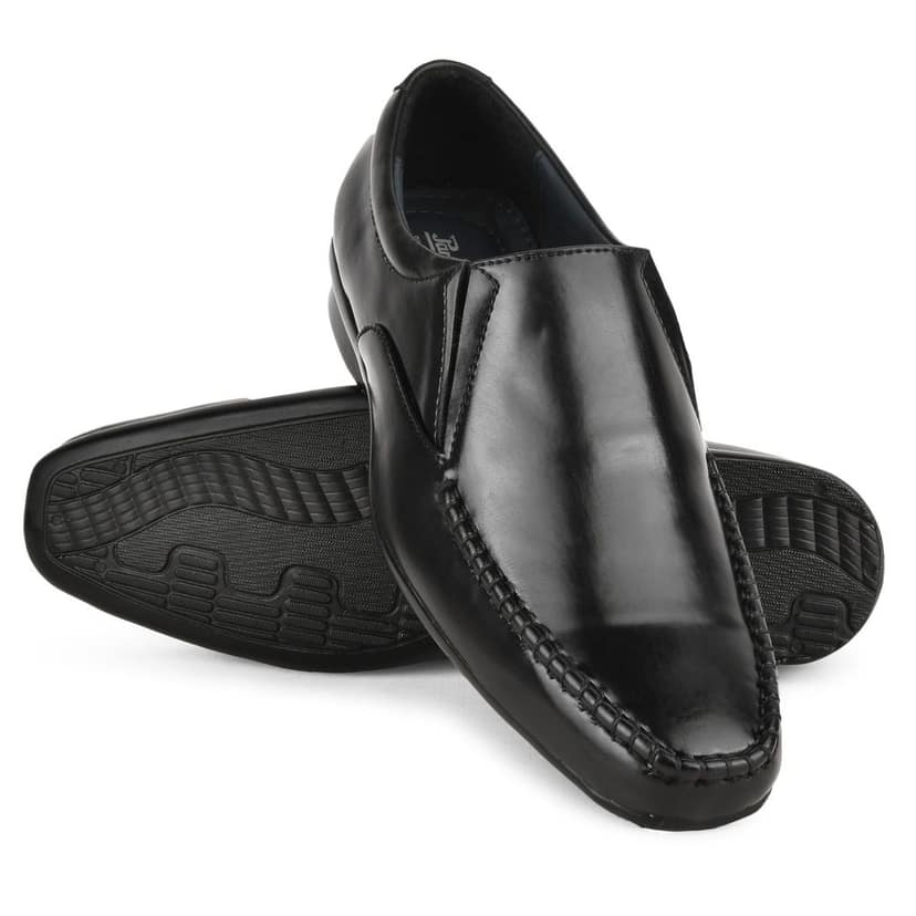 Paragon Black Formal Slip-On Shoes for Men view 6
