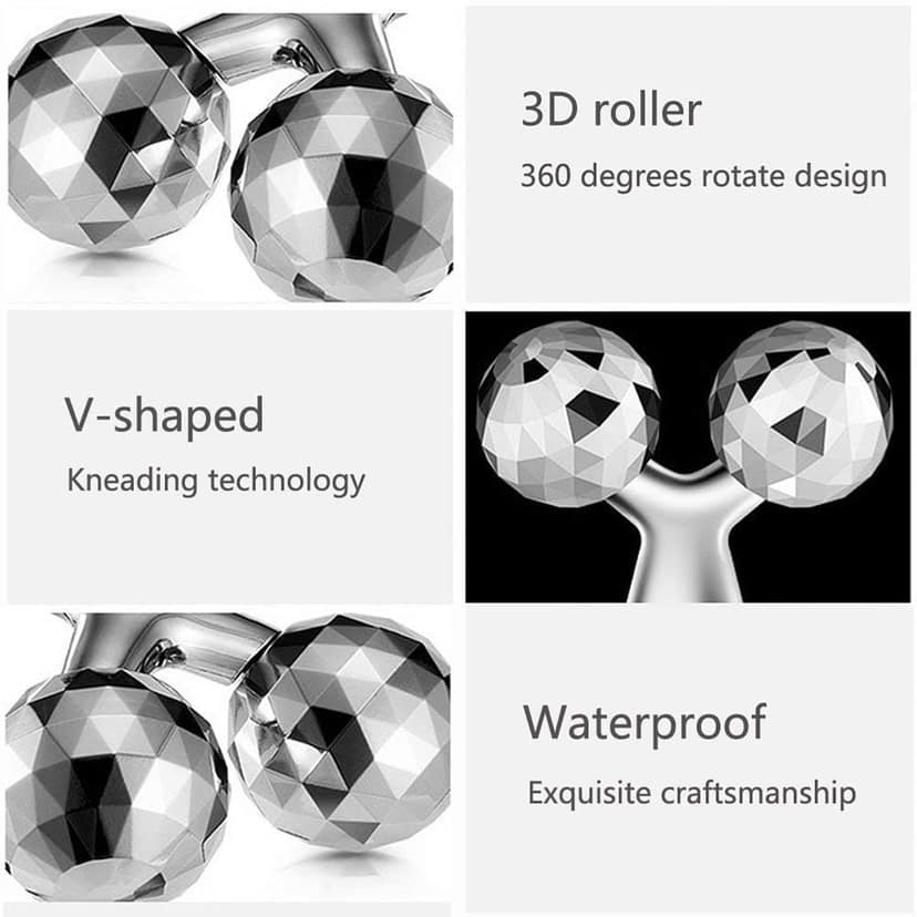 Qawvler Manual 3D Massager Roller 360 Rotate Face Full Body Shape for Skin Lifting Wrinkle Remover Massager Pack of 1 (Silver) view 4