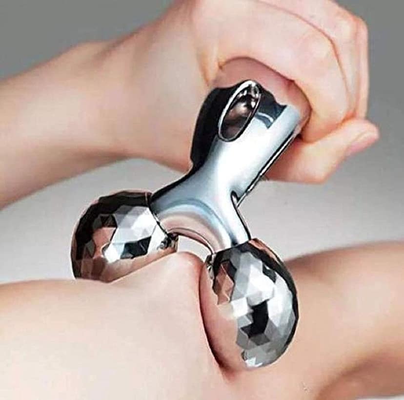 Qawvler Manual 3D Massager Roller 360 Rotate Face Full Body Shape for Skin Lifting Wrinkle Remover Massager Pack of 1 (Silver) view 5