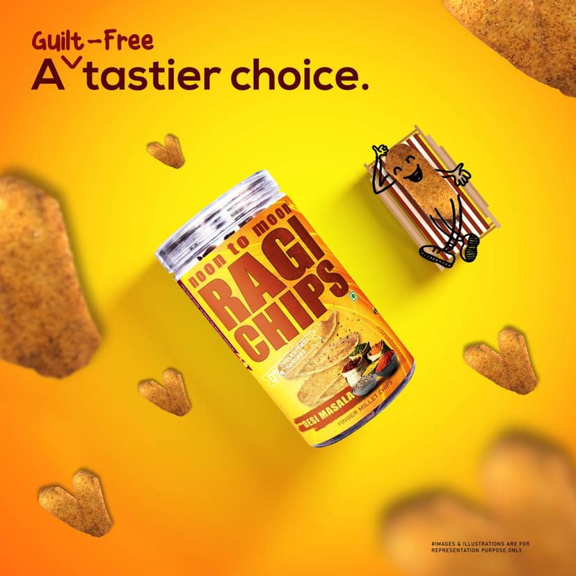 Ragi Chips-Assorted Flavours-Piri Piri, Cream and Onion & Desi Masala (3x150g) view 3