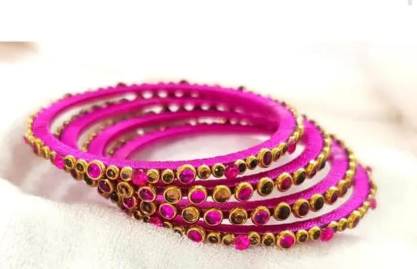 **Indian Traditional Silk Thread Bangles Set for Women | Handmade Bangles | Set of 4 Bangles**