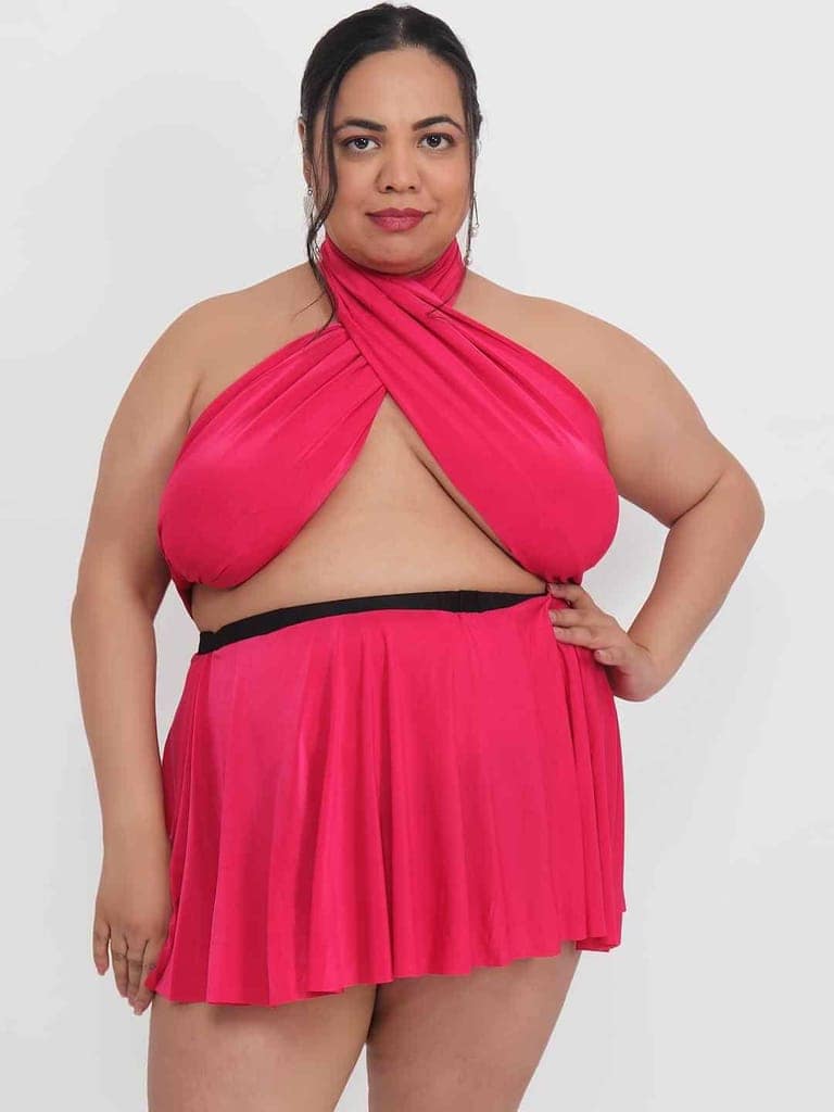 Plus Size Sexy 2 Piece Babydoll Bikini Dress for Honeymoon BB6C view 2