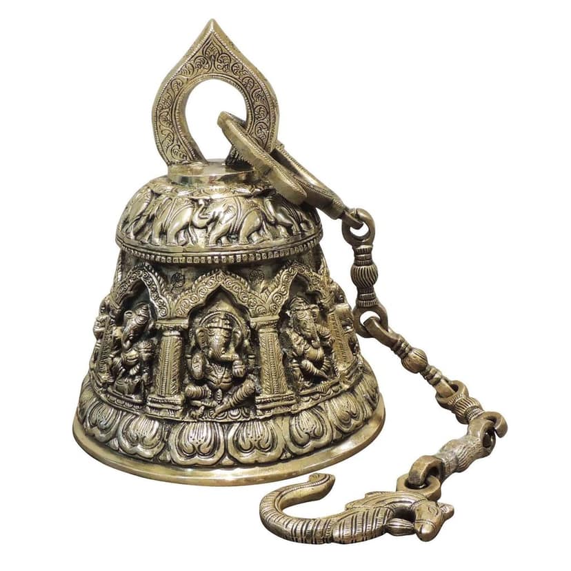 Brass Wall Hanging Temple Bell, Ghanta, Height : 13 Inch (BSMAS1372 F) view 2