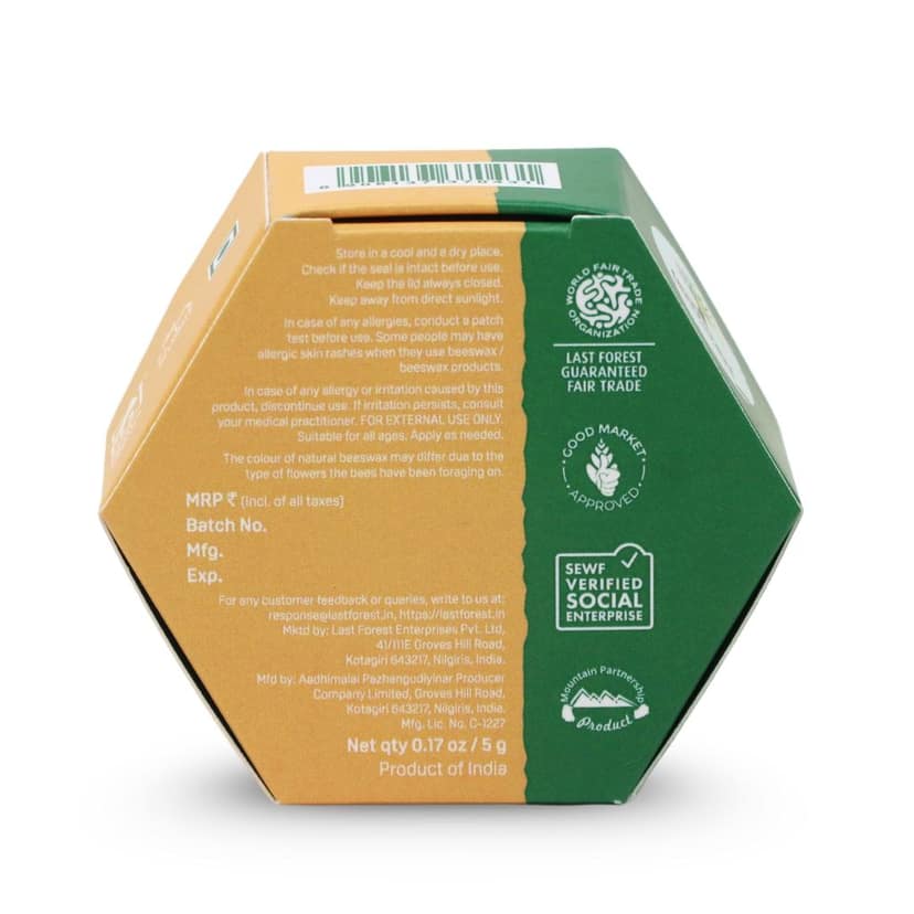 Last Forest Beeswax Natural Lip Balm for Men & Women 5g | Organic & Natural | Non-sticky | 24 Hrs Lip Moisturizer For Dry And Chapped Lips | SPF with Vitamin A | Nourish & Protect (Honey) view 6