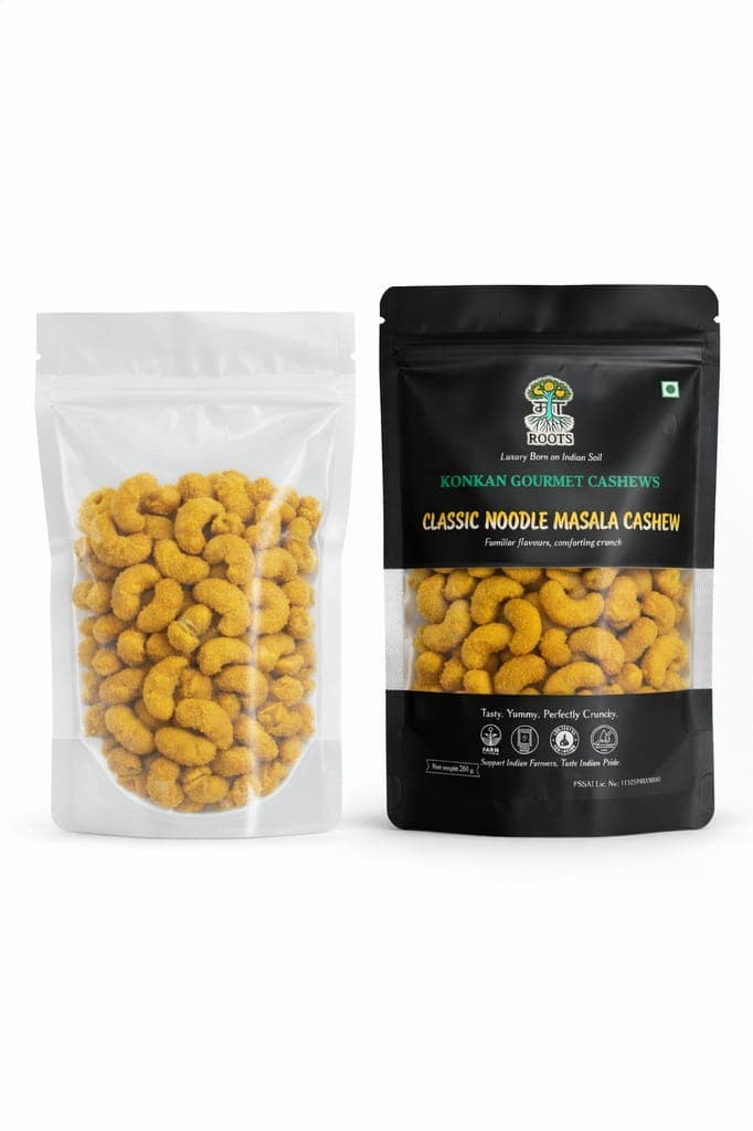 Maa Roots Classic Noodle Masala Cashew Nuts 200g | Noodle Masala Style Flavoured Kaju | Konkan Cashews | Spicy, Savoury Crunchy Snack view 4