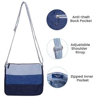 The Purani Jeans Side CrossBody Sling Bag for Women Stylish Latest Girls Handbag New Denim Adjustable Shoulder Strap view 2