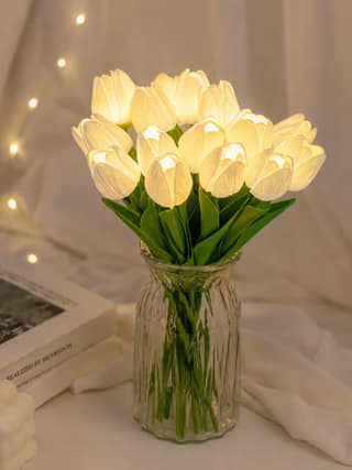 White Tulip LED Flower Lamp, 5 Flowers