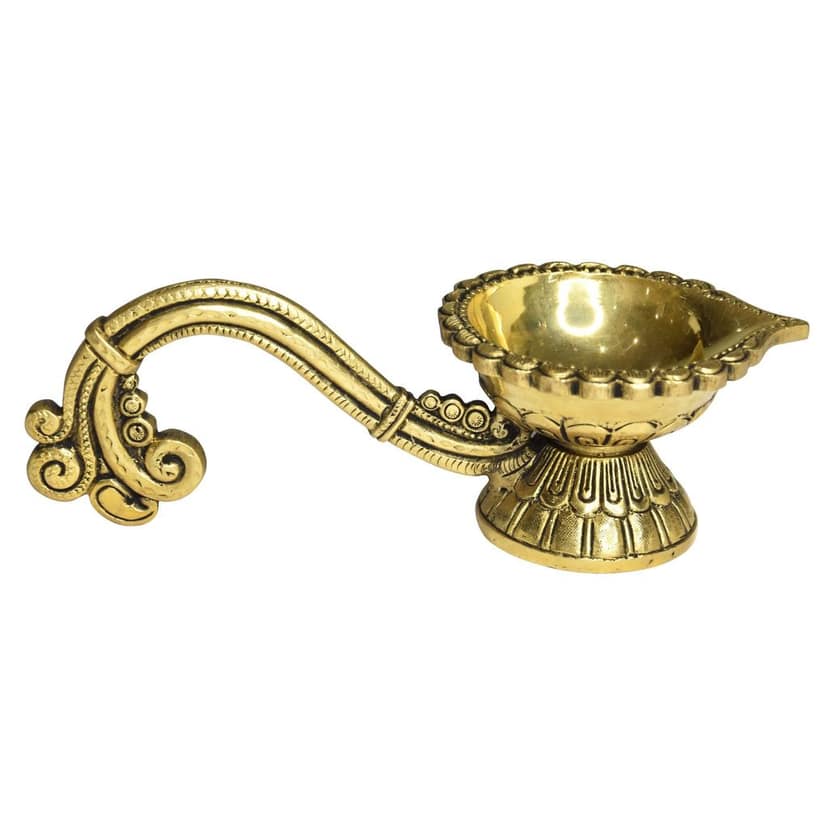 Brass Table Decor Deepak, Oil Lamp - Devotional Brass Oil Lamp for Home, Height : 3 Inch (BSMAS1503 E) view 3