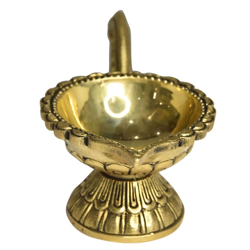 Brass Table Decor Deepak, Oil Lamp - Devotional Brass Oil Lamp for Home, Height : 3 Inch (BSMAS1503 E) view 4