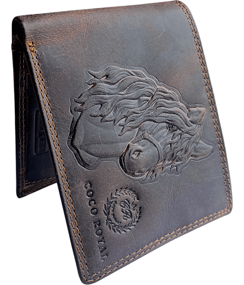 COCO ROYAL 100% Leather Self Design Men's Two Fold Wallet With 8 Slots For Card ( Brown , Pack of 1 ) view 2