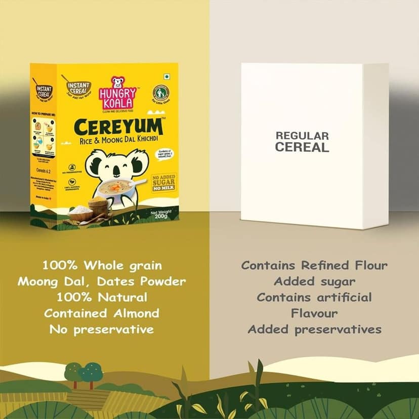 Hungry Koala Rice Moong Dal Khichdi & Little Millet Almond Kheer Combo, 200g Each, Natural Ingredients, No Added Sugar, Instant Cereal, Travel-Friendly view 5