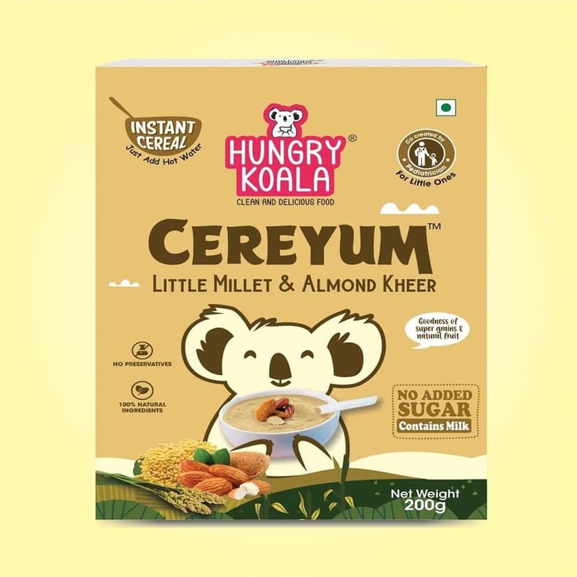 Hungry Koala Rice Moong Dal Khichdi & Little Millet Almond Kheer Combo, 200g Each, Natural Ingredients, No Added Sugar, Instant Cereal, Travel-Friendly view 6