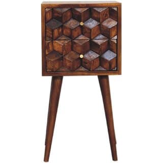 Mini Chestnut Cube 2 Drawer Bedside