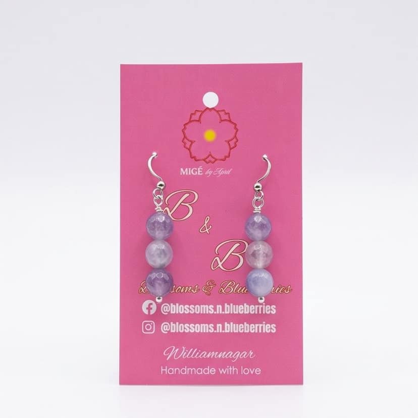 Violet Bead Drop Earrings