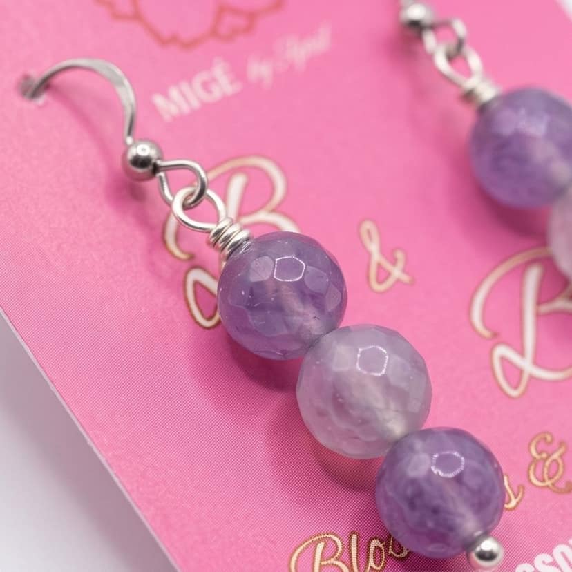 Violet Bead Drop Earrings view 2