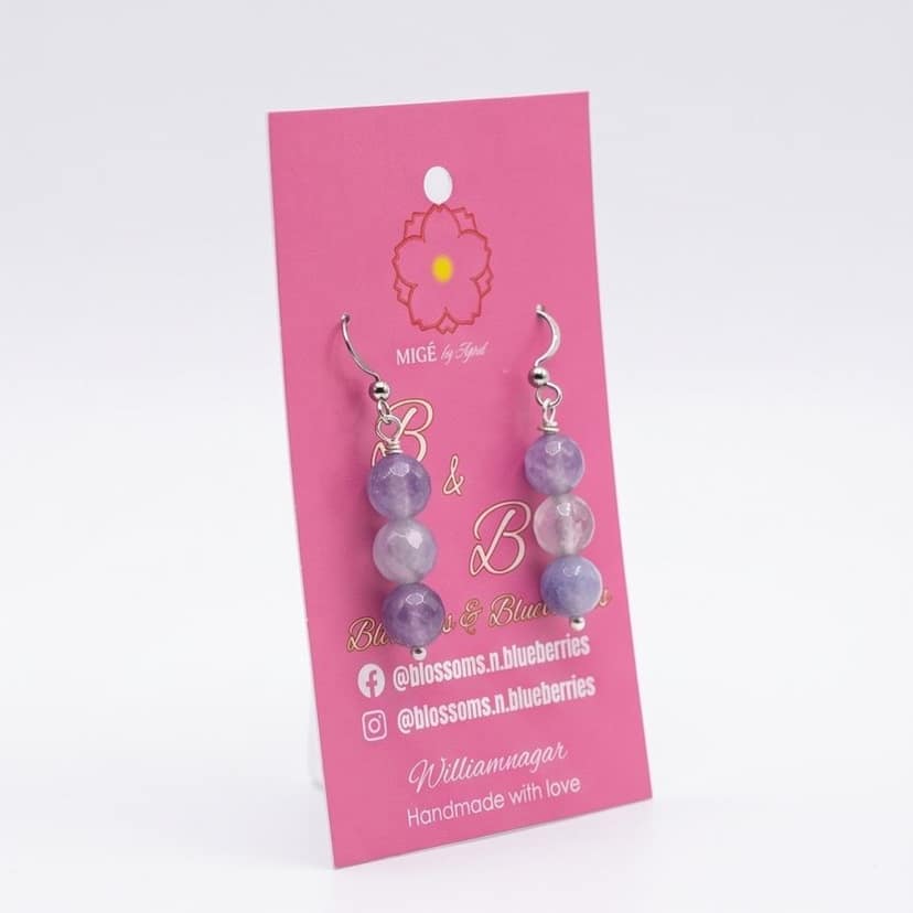 Violet Bead Drop Earrings view 3