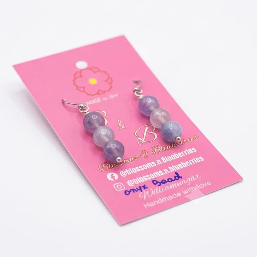 Violet Bead Drop Earrings view 4