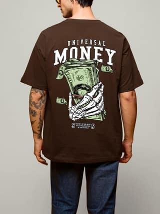 SCOTT FINCHER Men's Universal Money Graphic Printed T-Shirt : AA(ARN)BROWN_220