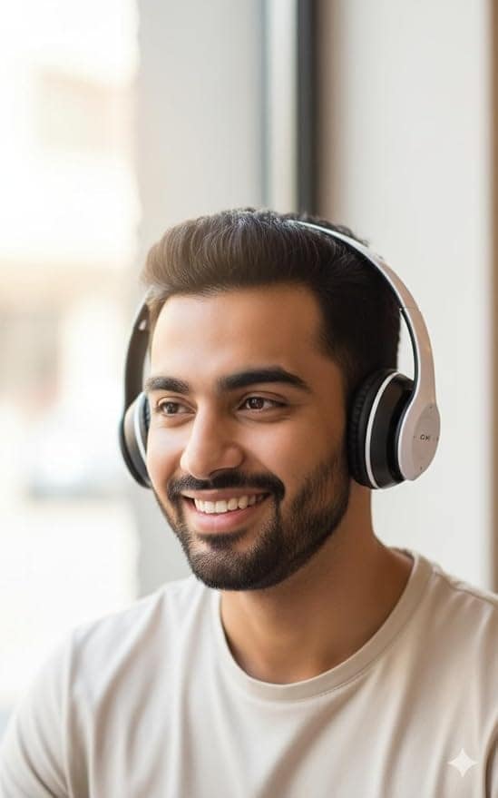 P47 Gaming Wireless Bluetooth Over Ear Headphones with Mic (White) view 2