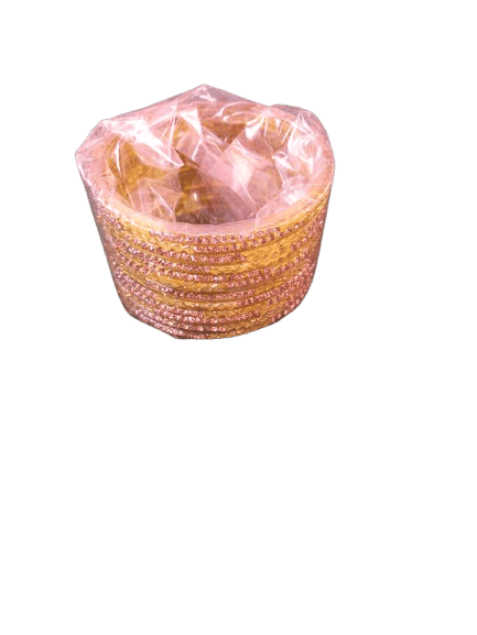 Treditional Mustard Yellow Glass Bangles of Rain stones for Women's