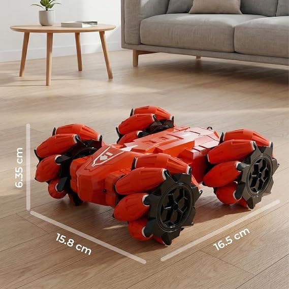 Lifelong Remote Control Drift Car Red | 4×4 Stunt Car with Rechargeable Battery | Double-Sided High Speed 360° Rotating Flip Action | Shockproof & BIS Approved RC Car Toy for Kids 3–12 Yrs view 2